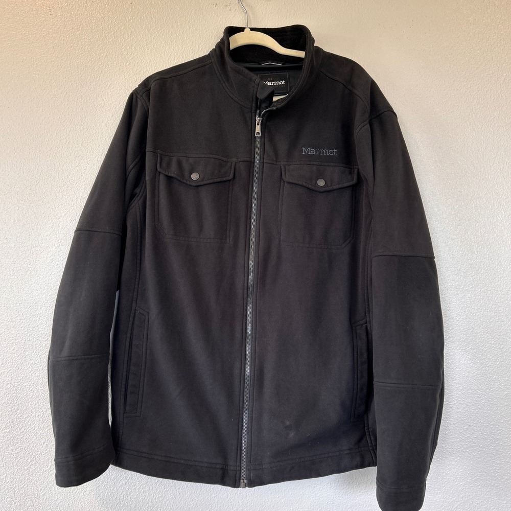 Marmot Mens Black Full Zip Softshell‎ Fleece Lined Jacket XL C9706